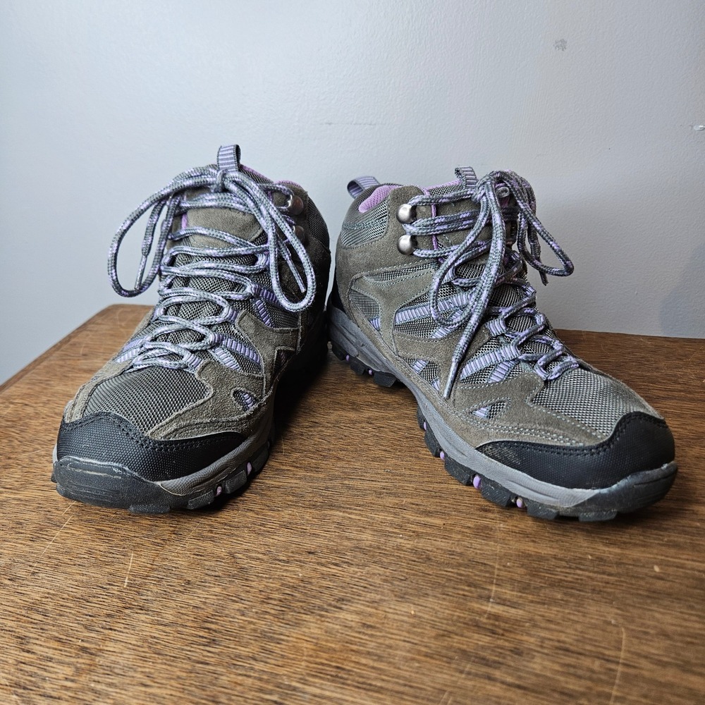 Itasca Women 8.5 Grey Purple Leather Waterproof Hiking Boots 4536843 Trail Shoes